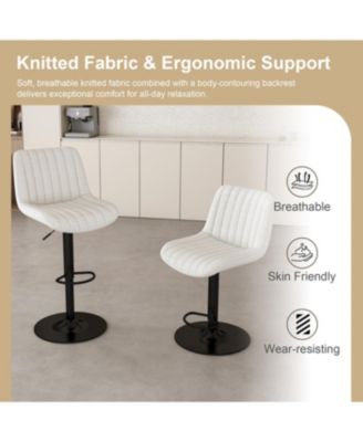 Streamdale Adjustable Swivel Bar Stools with Backrest & Soft Knit Fabric (Set of 2)