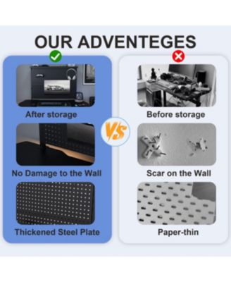 Desk Pegboard with Monitor Stand, 43x35 Inch Organizer, Black