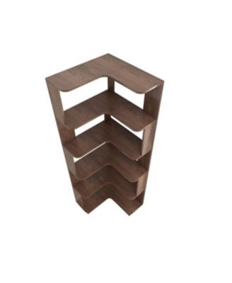 Streamdale 6 Tier L-Shaped Corner Bookshelf with Anti-Drop & Anti-Tipping Device - Dark Brown