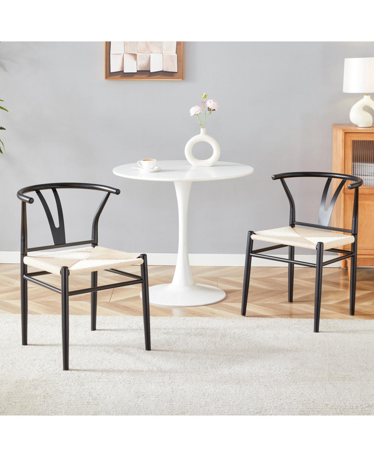 Streamdale Furniture Wesborn Y-shaped Medieval Armchair, Woven Seat, Set of 4