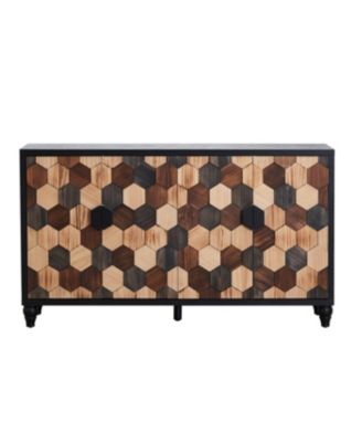 Streamdale Distressed Honeycomb Pattern Storage Cabinet with Doors