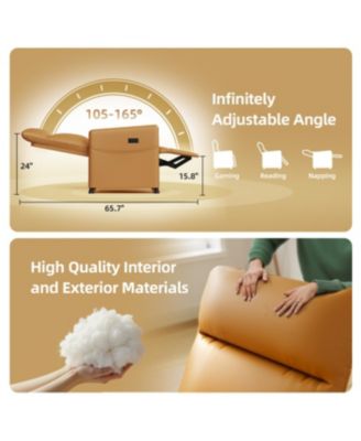 Streamdale Brown Leather Electric Recliner Chair with Footrest & Padded Seat