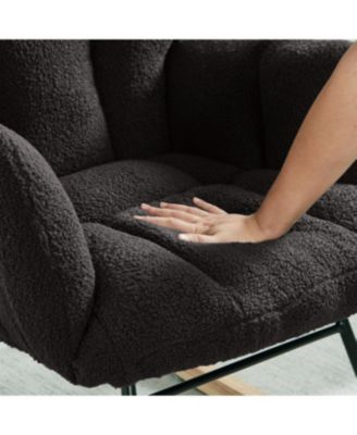 Streamdale Teddy Fabric Glider Rocking Chair with Metal Frame - Dark Gray