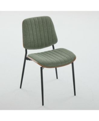 Dining Chairs Set of 2 Mid Century Modern Retro Linen Chair (Olive Green)