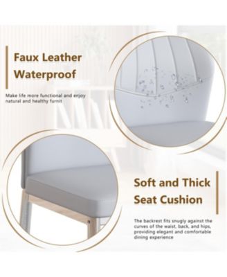 Streamdale Set of 4 Light Gray & Silver Dining Chairs, 37" High, Ergonomic PU Backrest