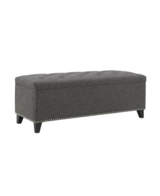 Streamdale 47.5" Storage Ottoman Bench with Safety Hinge, Button-Tufted, Supports 500lbs - Dark Grey