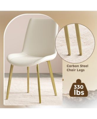 Streamdale Dining Chairs Set of 4, Modern PU Leather Metal Dining Chairs - White