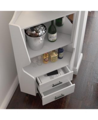Streamdale Wooden Corner Bar Cabinet with Storage Shelves and Drawers, White