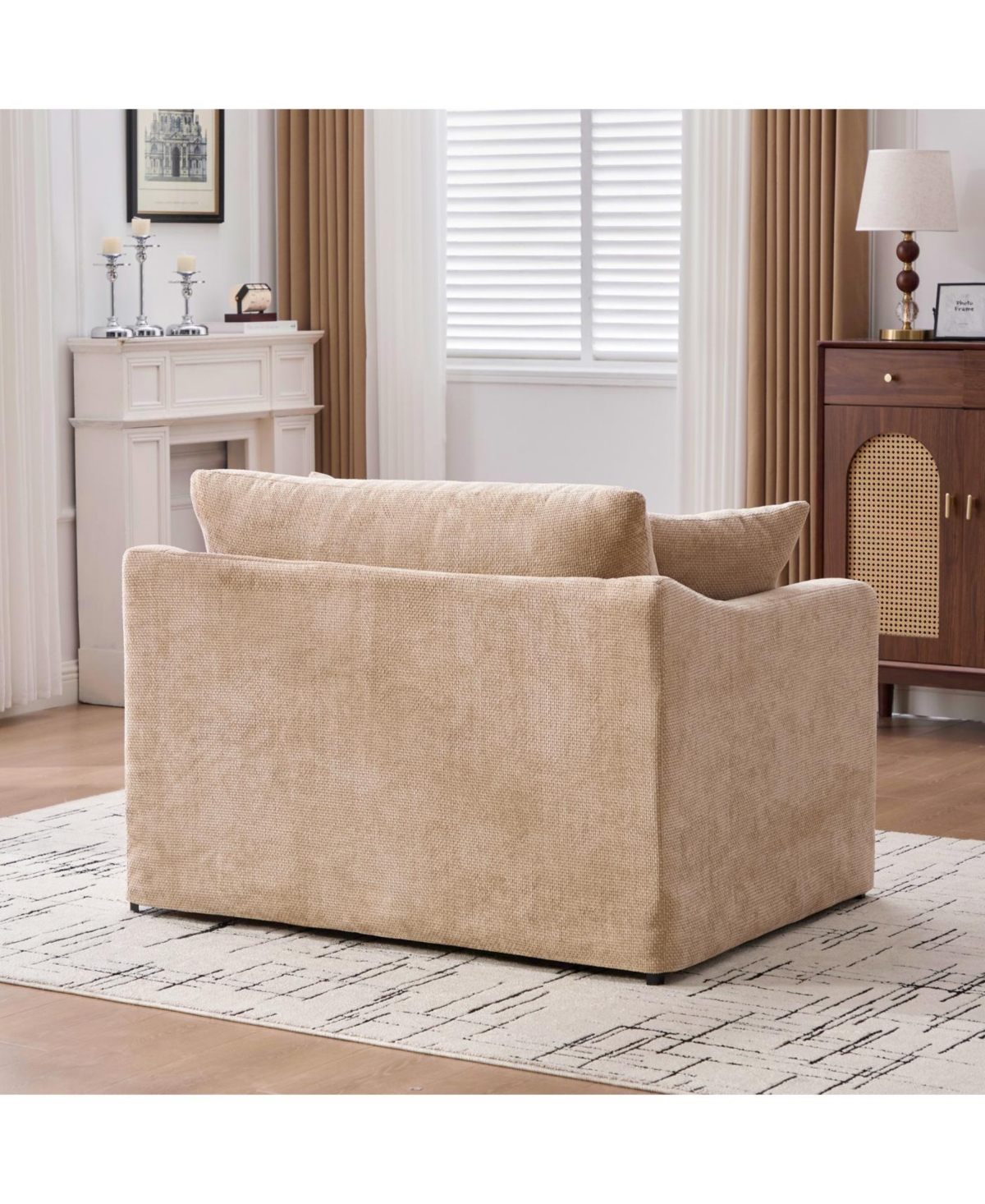 Streamdale Furniture Modern Farmhouse Performance Accent Chair with Black Metal Legs, Wheat