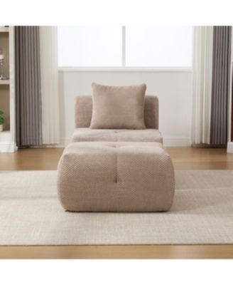 Streamdale 31" Modular Cloud Armless Chair with Ottoman Set, Taupe