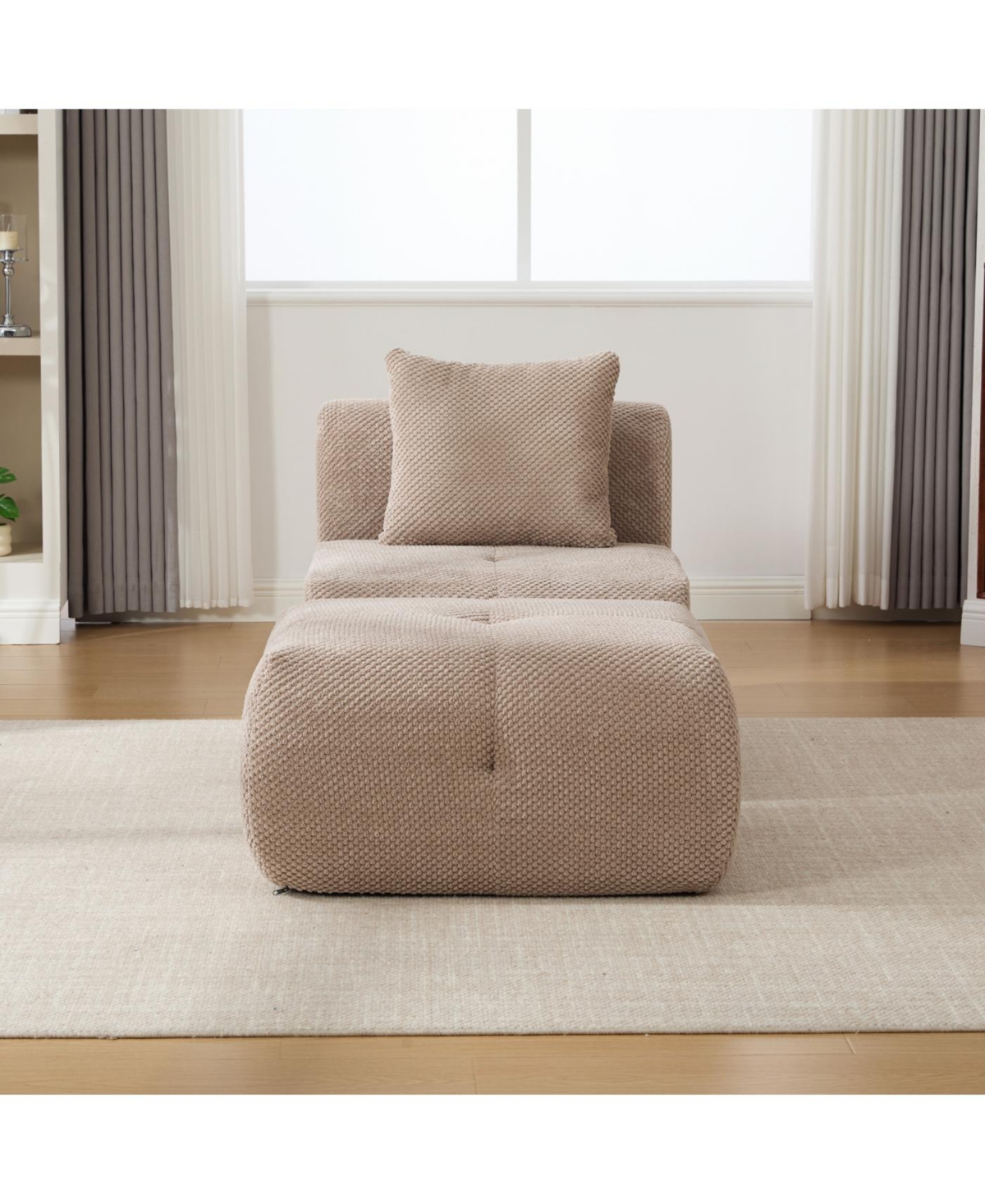 Streamdale 31" Modular Cloud Armless Chair with Ottoman Set, Taupe