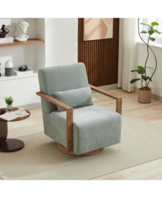 Streamdale 30.3"W Swivel Upholstered Chair with Solid Wood Armrests - Pale Green