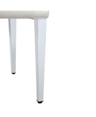 4-pack white PU dining chairs with buckle backrest & silver legs