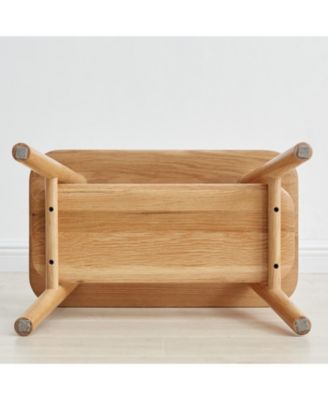 Streamdale Natural Solid Wood Shoe Stool with Cloth Hanger & Storage Bench