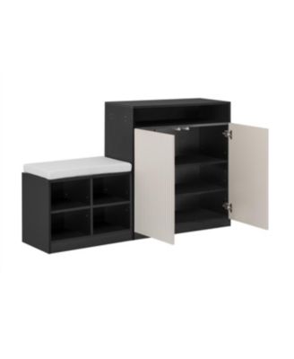 Streamdale Livingroom Cabinet with Shoe Bench, 2 Doors, 3-Tier Shelves, Entryway Bench, 4 Shoe Racks