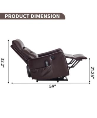 Brown PU Power Lift Recliner with Massage, Heat & USB for Elderly