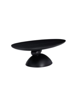 Streamdale Lucky Stone Oval Coffee Table, Modern Minimalist Fiberglass Center Table, Black