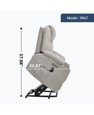 Polyester Power Lift Recliner Chair, 350 LBS Capacity, 8-Point Massage, Heating, USB/Type-C, Beige