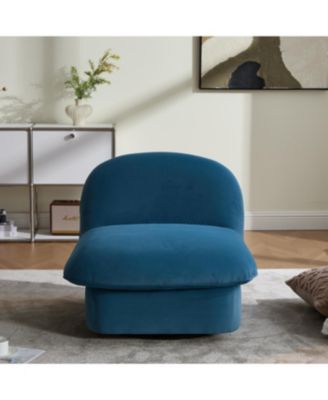 Velvet Swivel Chair with 360-degree Metal Base