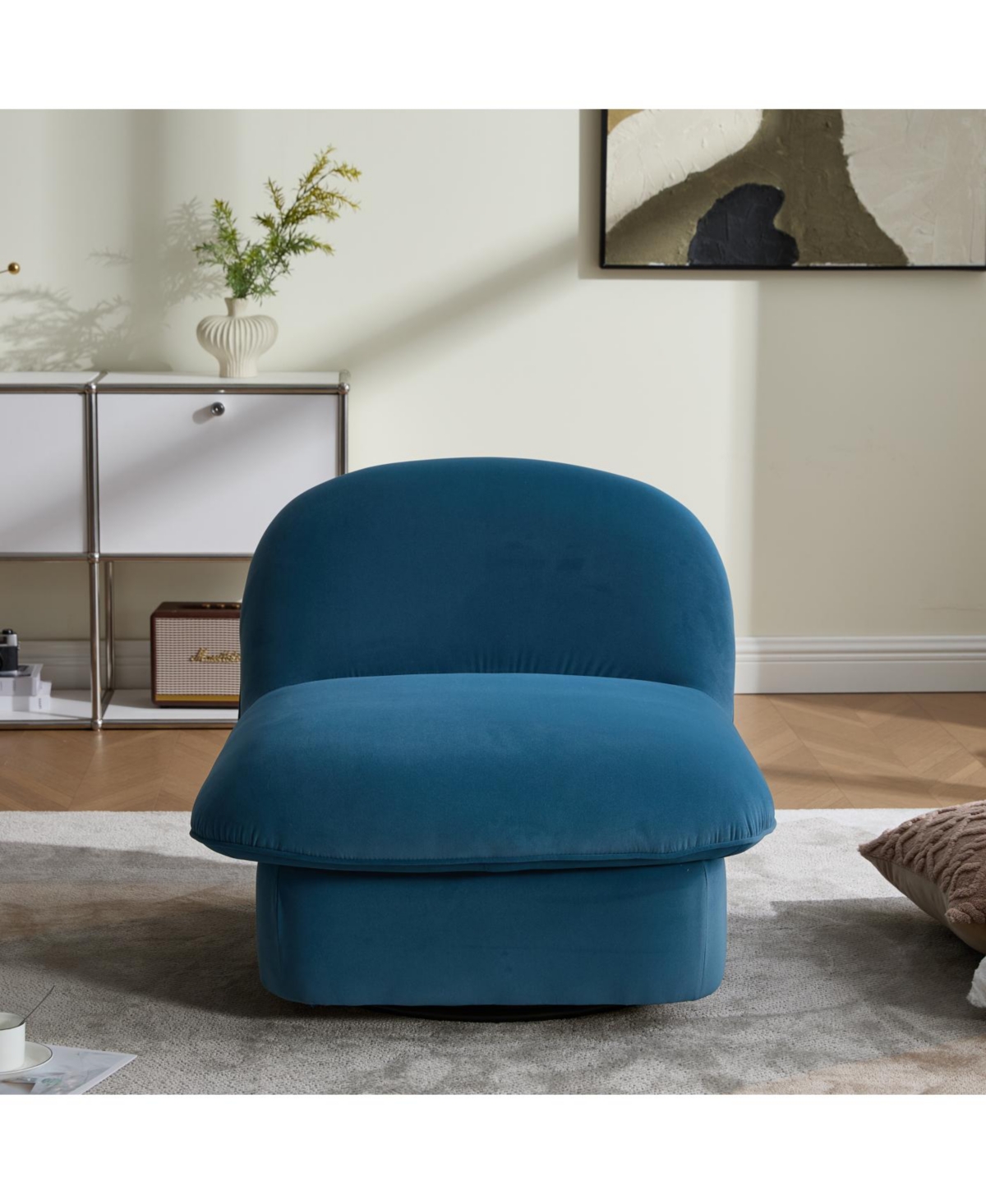 Streamdale Furniture Velvet Swivel Chair with 360-degree Metal Base