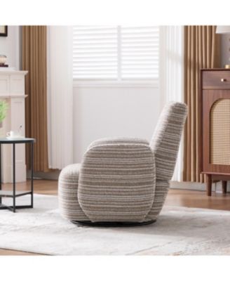 Streamdale Modern 360 Swivel Leisure Chair with Striped Armrest
