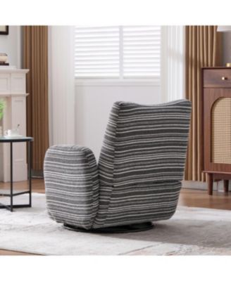 Streamdale Modern Swivel Leisure Chair with Striped Armrest