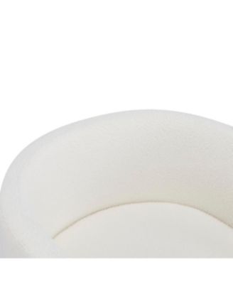 Upholstered Dining Chairs Set of 2, White Boucle Fabric, Modern Armchairs