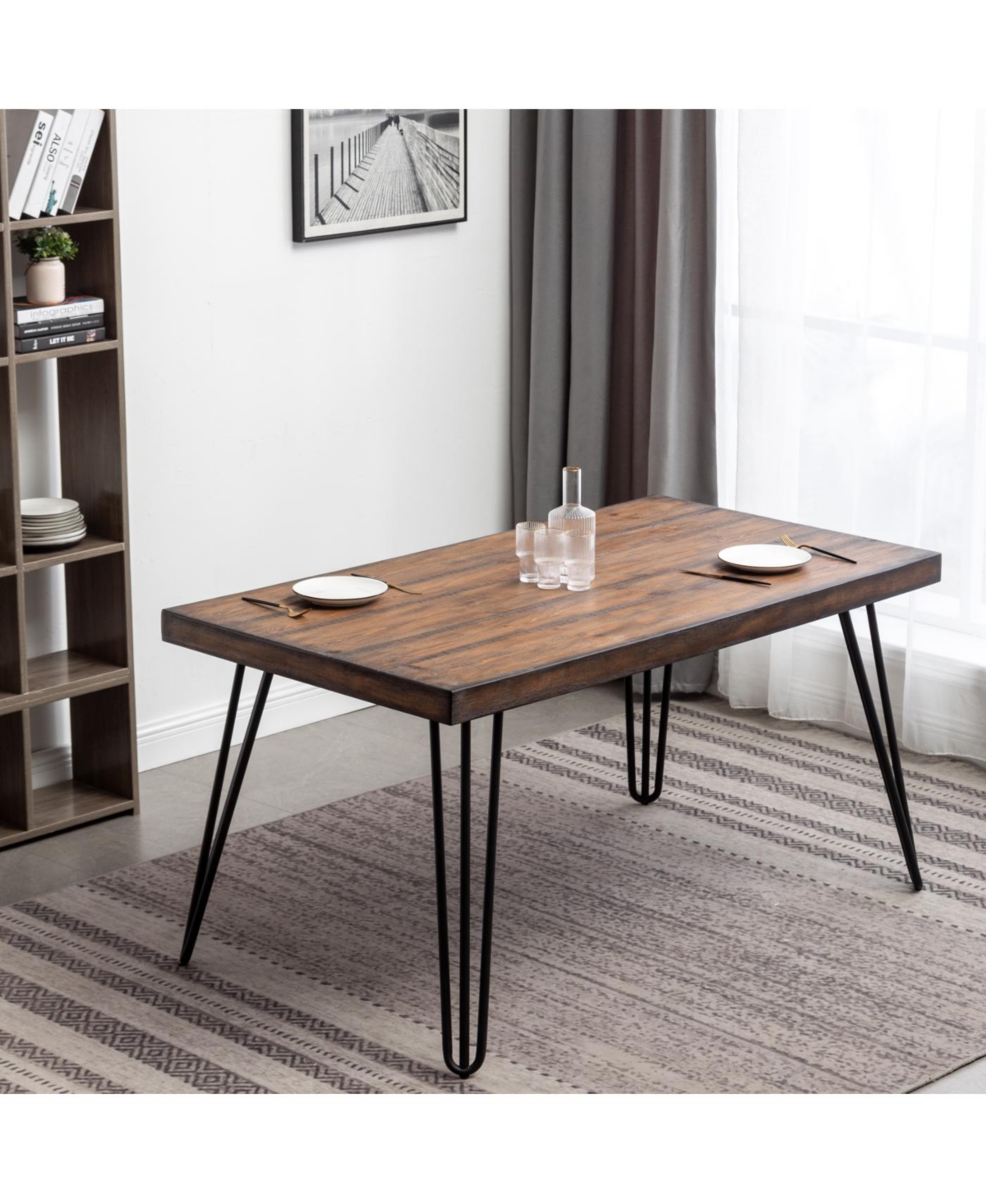 Streamdale Furniture Streamdale 5-Piece Dining Set, Hairpin Dining Table with 4 Chairs, 3 Color Options