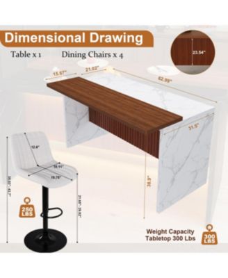 Streamdale Modern Kitchen Island Set with 4 Beige Bar Stools