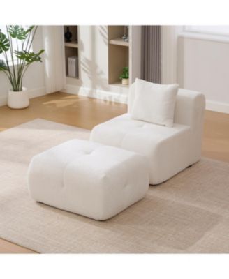 31" Modular Cloud Armless Chair with Ottoman Set, Ivory
