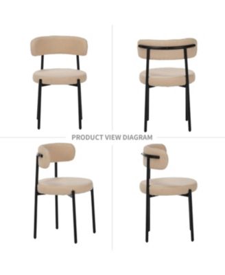Streamdale Medieval modern dining chair set, 4 pcs, round seat, black metal legs, beige