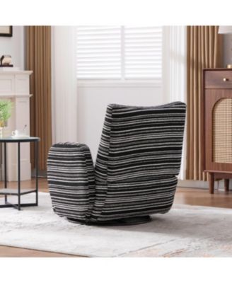 Streamdale Modern Style Swivel Leisure Chair with Striped Armrest