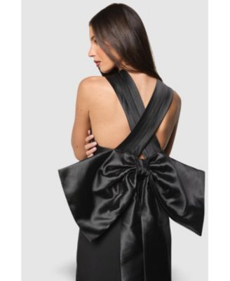 Women's Cross Over Front Bow Back Midi Dress
