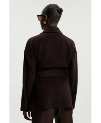 Women's Brushed Wool Wrap Short Coat