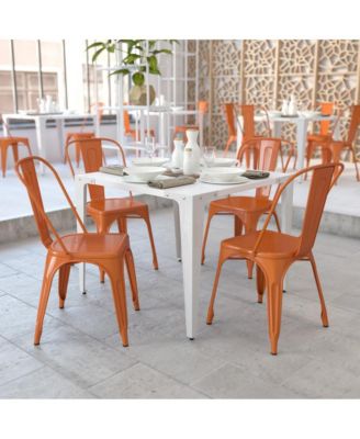 Commercial Grade 4 Pack Metal Indoor-Outdoor Stackable Chair