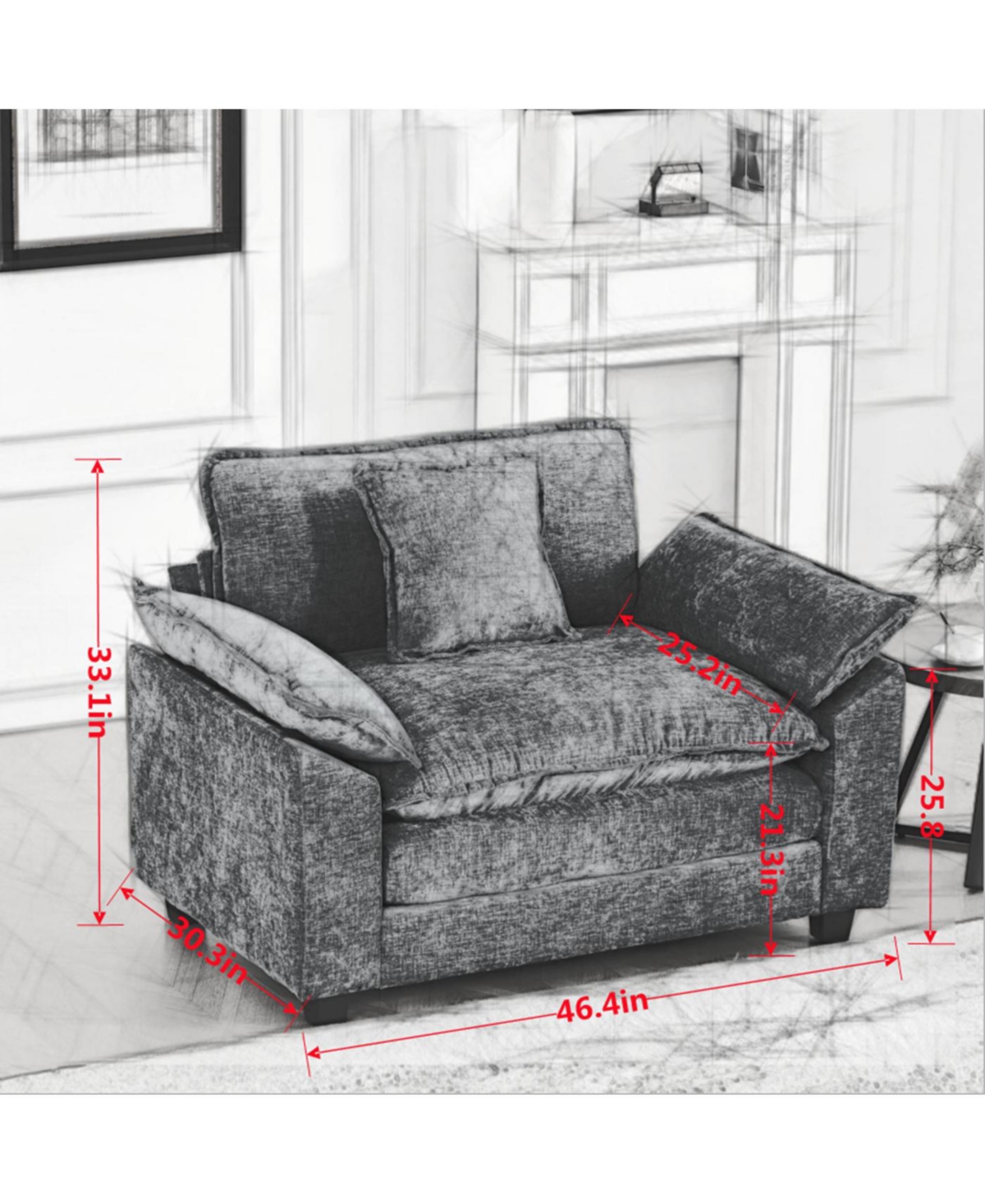 Streamdale Furniture Cloud Couch: Ultimate Comfort Chenille Sofa