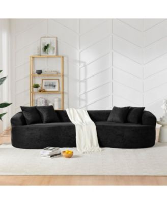 Streamdale Modern Cloud 4-Seater Curved Sectional Sofa, Minimalist Black Chenille Couch