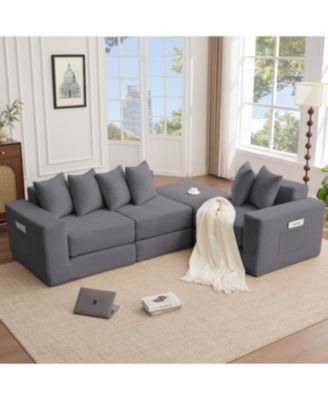 10-in-1 Convertible Sofa Sectional, Corduroy L-Shaped Modular Couch