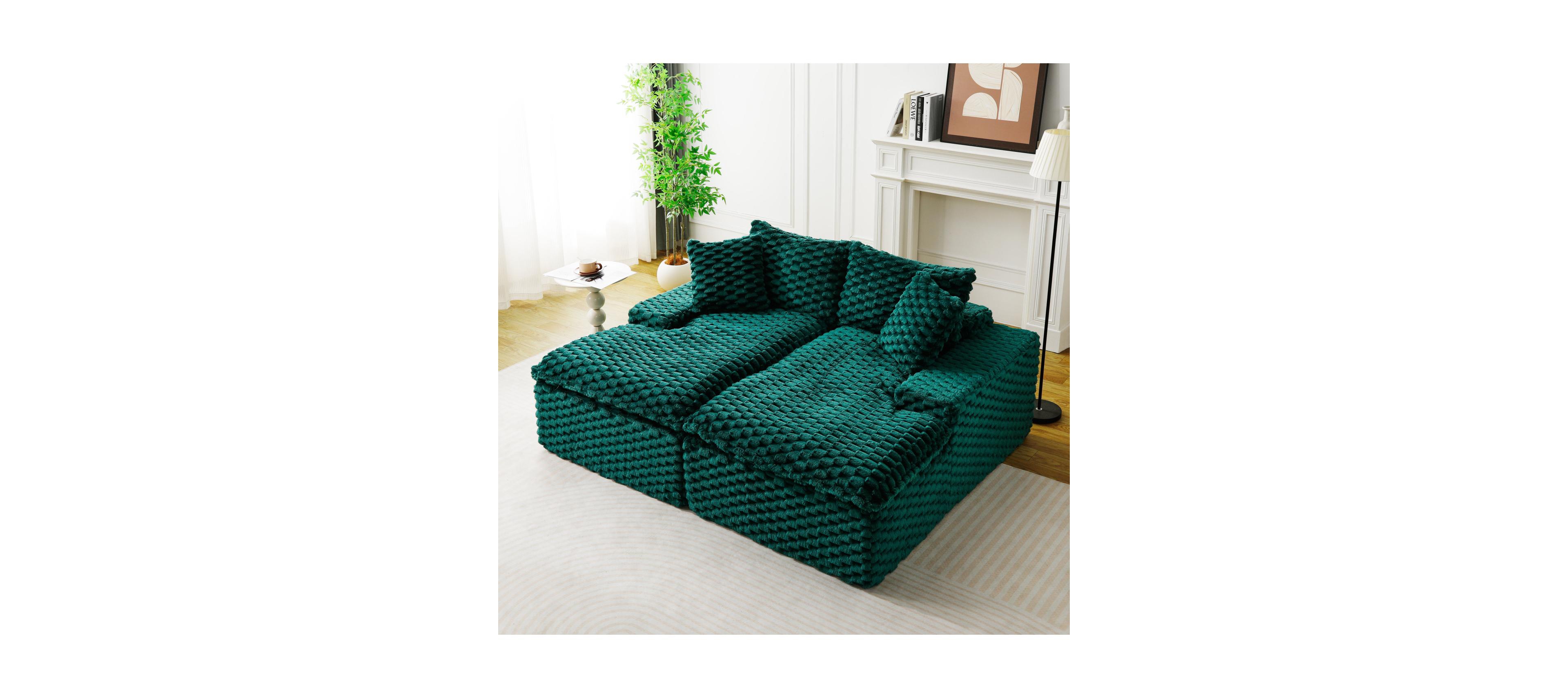 Streamdale Furniture Turtle Velvet Double Chaise Lounge Sofa