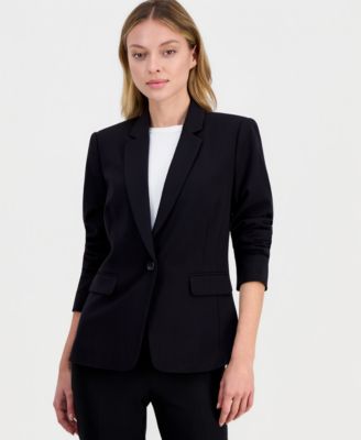 Women&#39;s One-Button Blazer With Inner-Elastic Retractable Sleeves