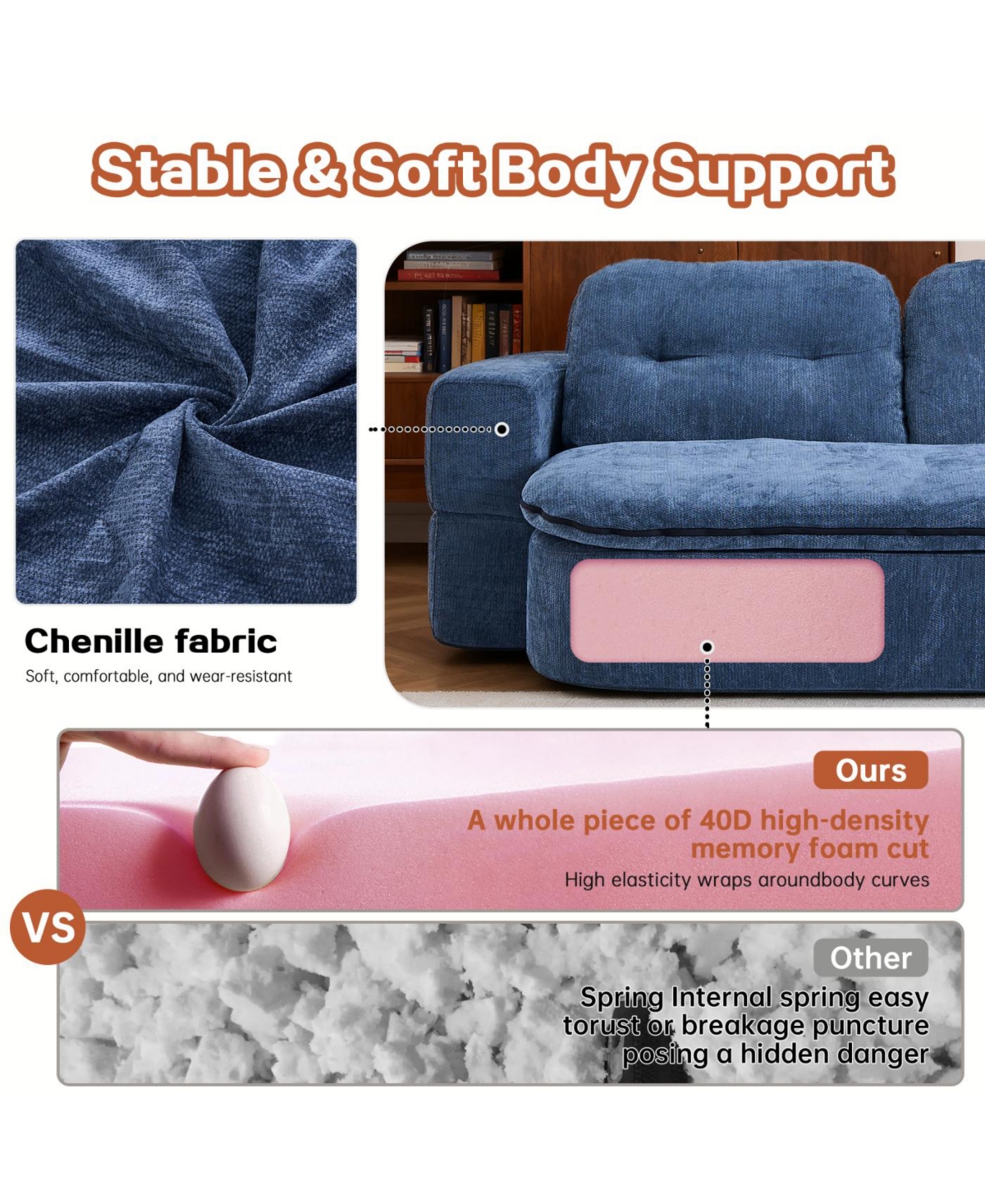 Streamdale Furniture Streamdale Modern Floor Sofa with 2 Pillows, Convertible Corduroy Sleeper Sofa Bed