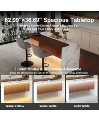 Black Marble Kitchen Island with LED Lighting & Grille Details