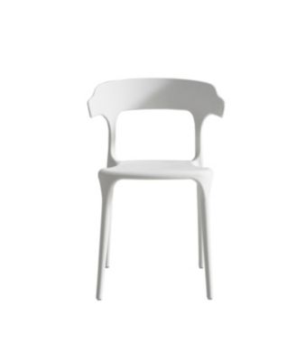 Stackable White Plastic Dining Chairs - Set of 4