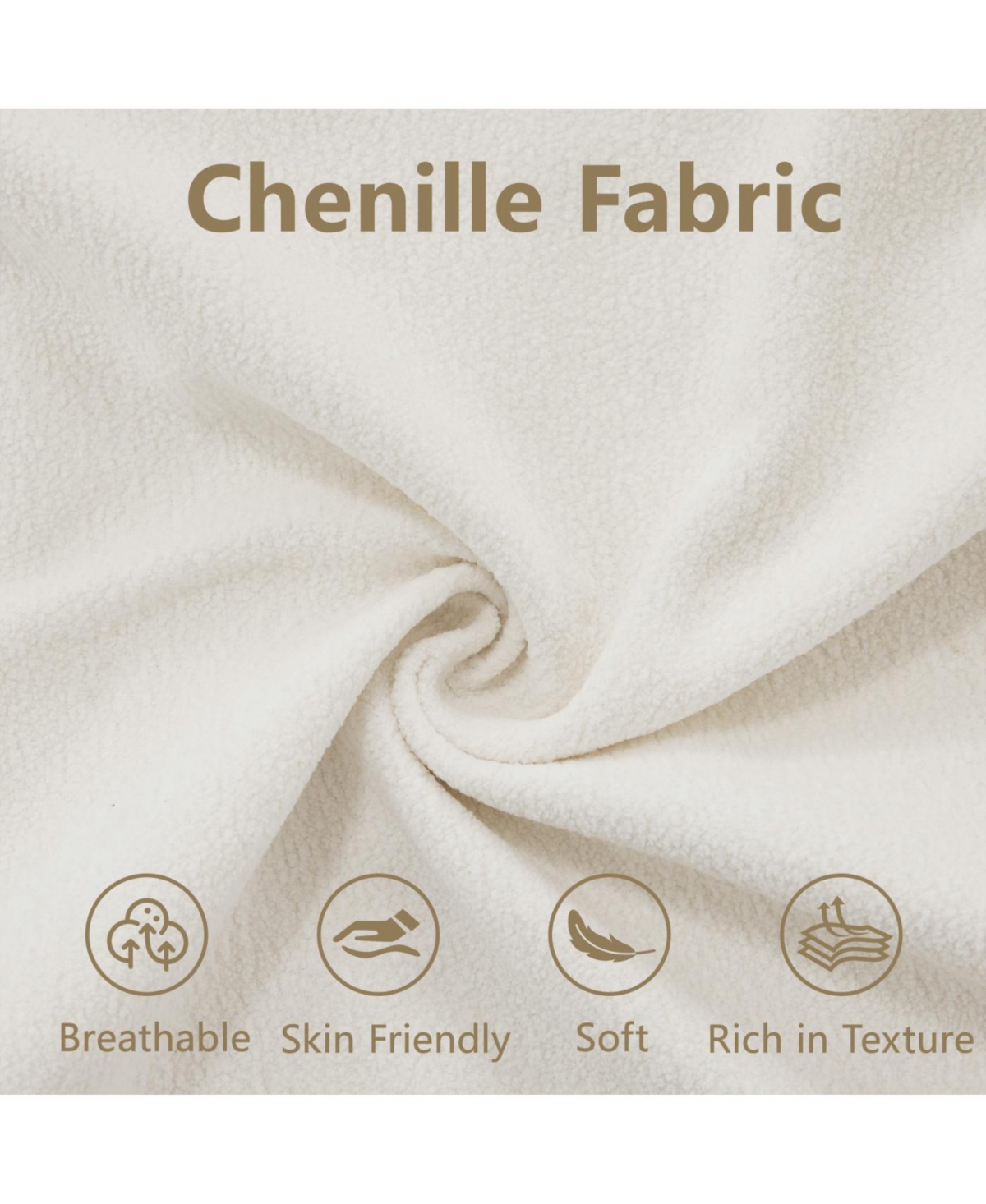 Streamdale Furniture Streamdale Cloud Couch 2 Seater Sofa, Chenille White with Lumbar & Throw Pillows