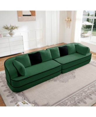 Streamdale Green 4-Seat Teddy Fabric Sofa with High Density Sponge - No Assembly Required