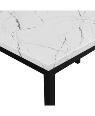  5-Piece Metal Dinette Set with Laminated Off-white Faux Marble Top, 4 Red Chairs