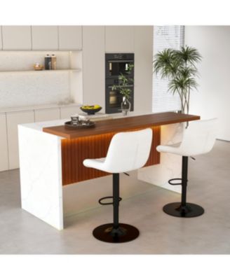 Black Marble Kitchen Island with LED Lighting & Grille Details