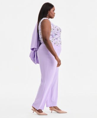 Plus Size Stretch Crepe Fly-Front Trousers