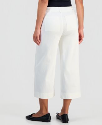 Petite High-Rise Cropped Wide-Leg Pintucked Pants  