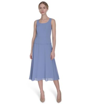 Women's 3/4-Sleeve Jacket with Crewneck Dress